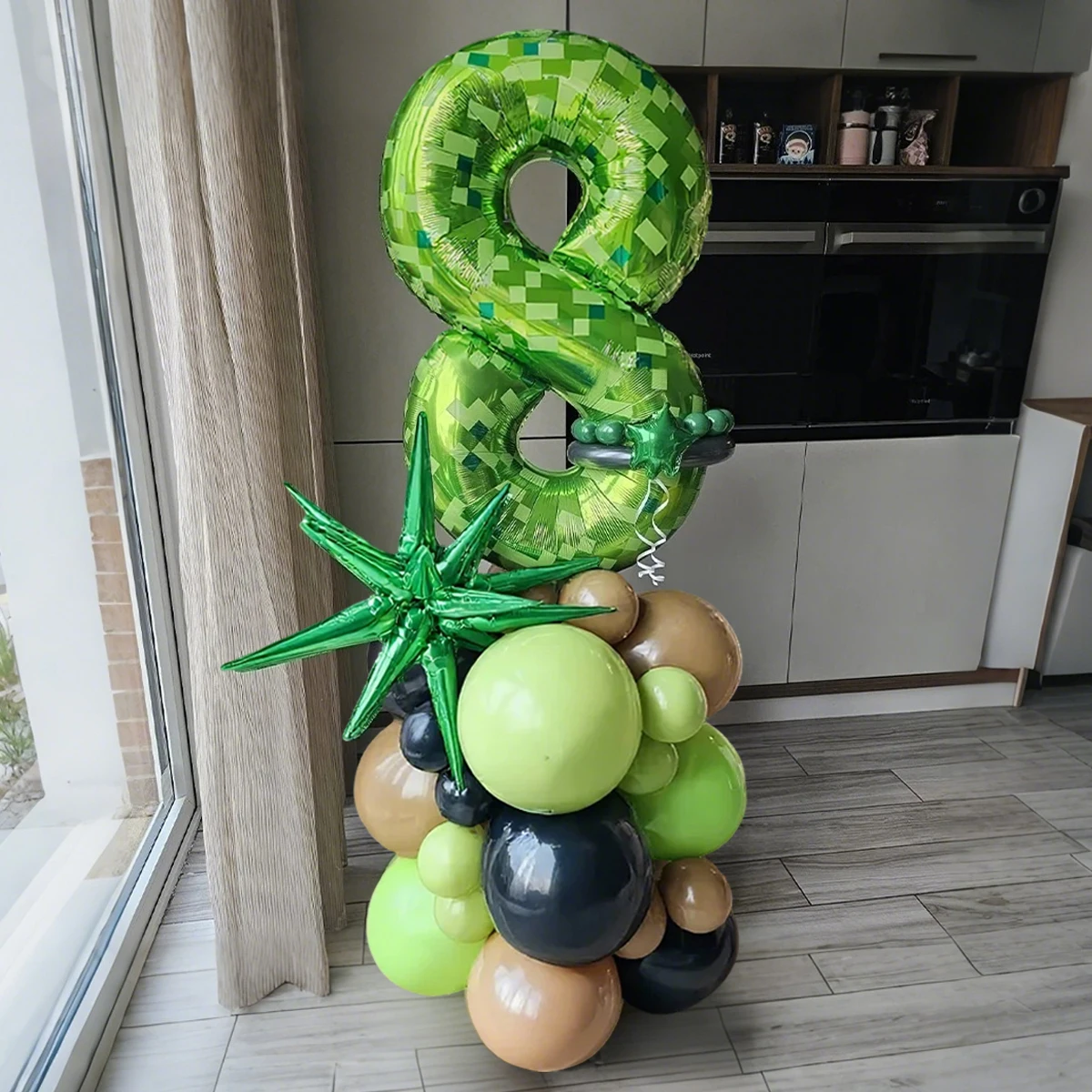 36 Stück 40 Zoll Grüne Pixel-Zahlenballons 0-9 Set, Dschungelspiel-Event, Geburtstagsparty-Dekoration, Jubiläumsdekoration