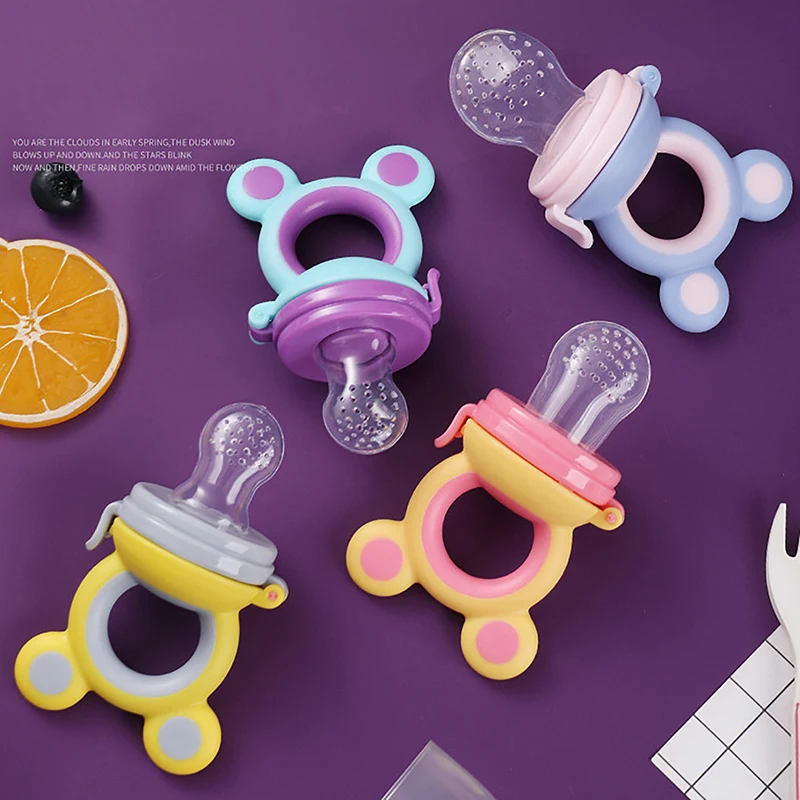 

Baby Food Feeding Spoon Juice Extractor Fruit Feeder Pacifier Baby Feeding Bottle Silicone Gum Fruit Vegetable Bite Eat Feeder