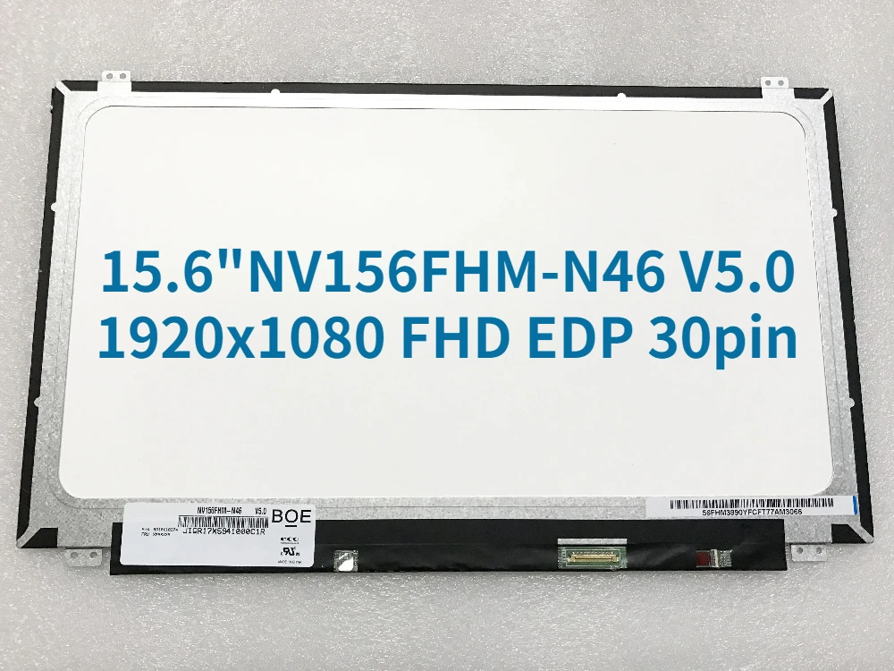 

15.6" LED LCD Screen NV156FHM-N46 V5.0 FRU P/N 5D10K18374 NV156FHM N46 1920x1080 FHD Display eDP 30pin IPS Matte Replacement