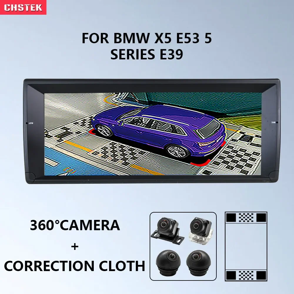 

CHSTEK Qualcomm Car Radio Full Screen Multimedia Player 360 Panoramic Camera Video Audio Carplay 4G for BMW X5 E53 5 Series E39