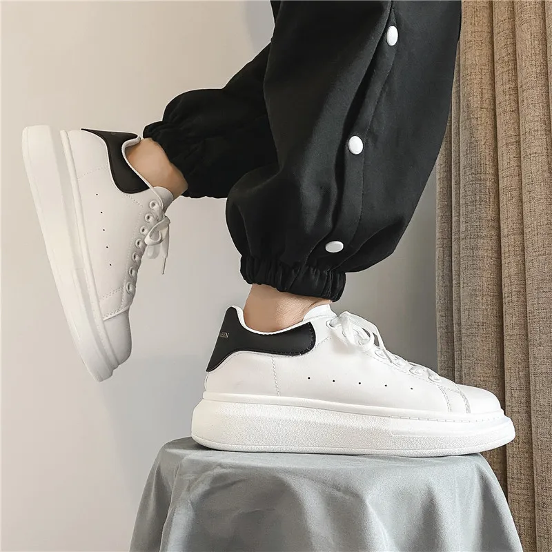 Men's breathable lightweight white shoes spring summer soft-sole comfort walking casual shoes fashion student sports baord shoes - Image 5