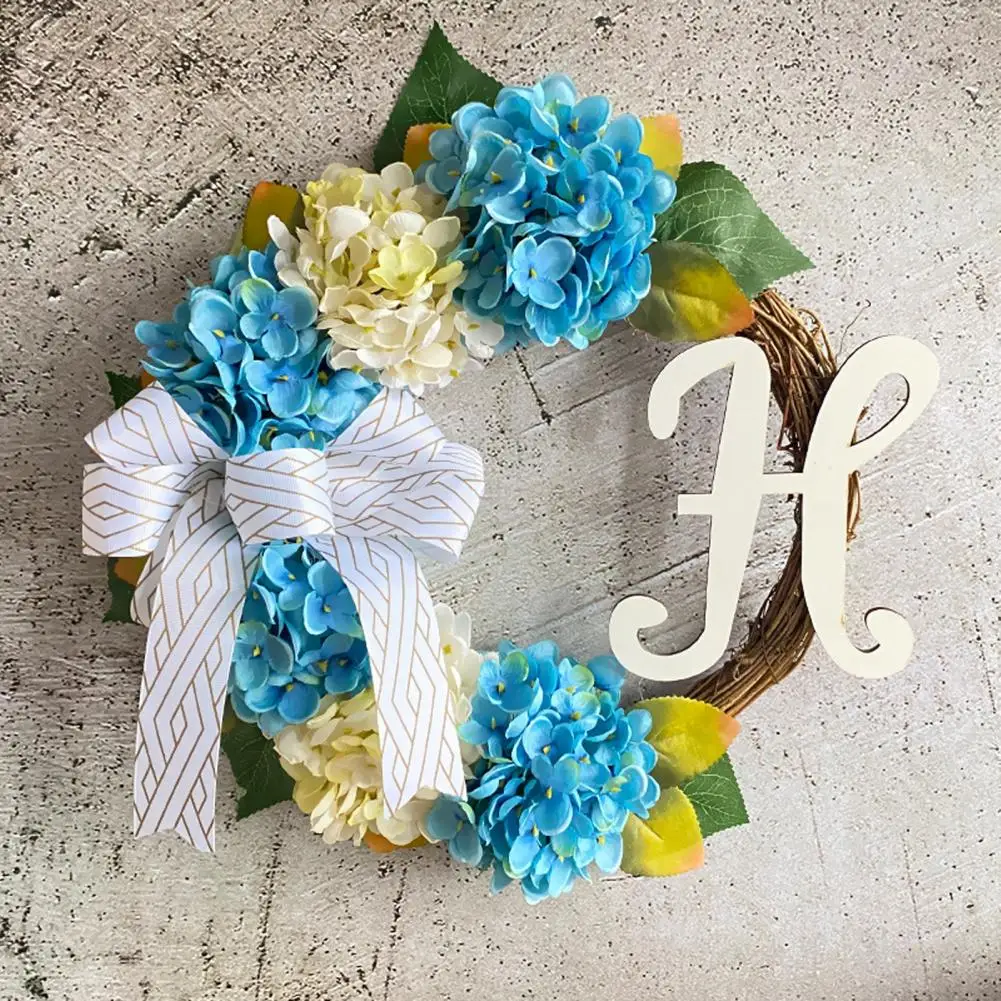 

Wedding Party Wreath Hydrangea Bowknot Ratten Welcome Sign Garland Decoration photo Prop Holiday Flower Wreath Decor Garlands