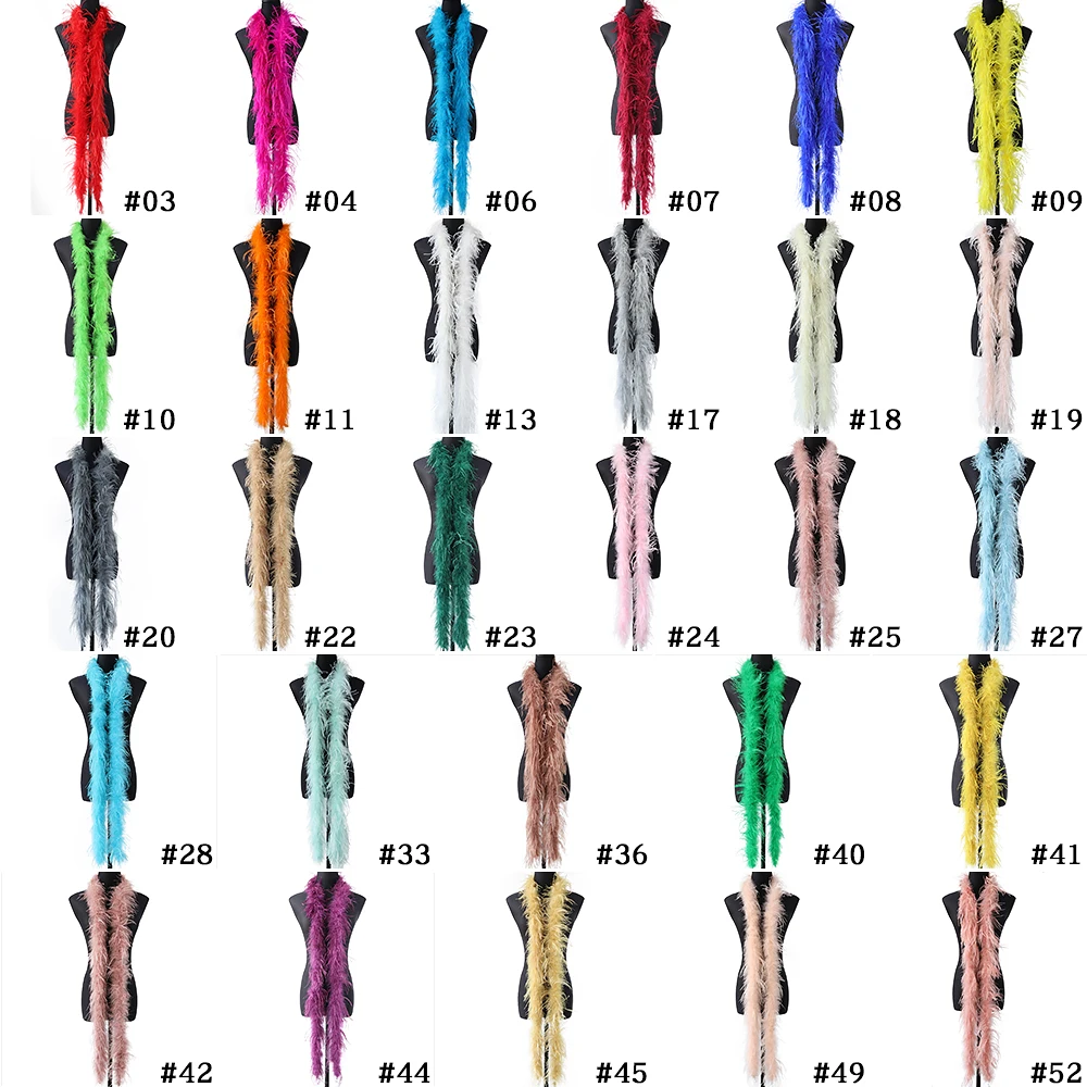 2M Coloured Ostrich Feathers Boa for Wedding Dress Party Plumes Boas