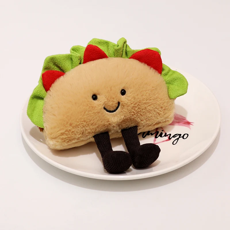 Cute Cartoon Hamburger Taco Plush Toy Kids Creative Emotion Plush Toy Soft Fluffy Stuffed Doll Kids Birthday Holiday Gifts