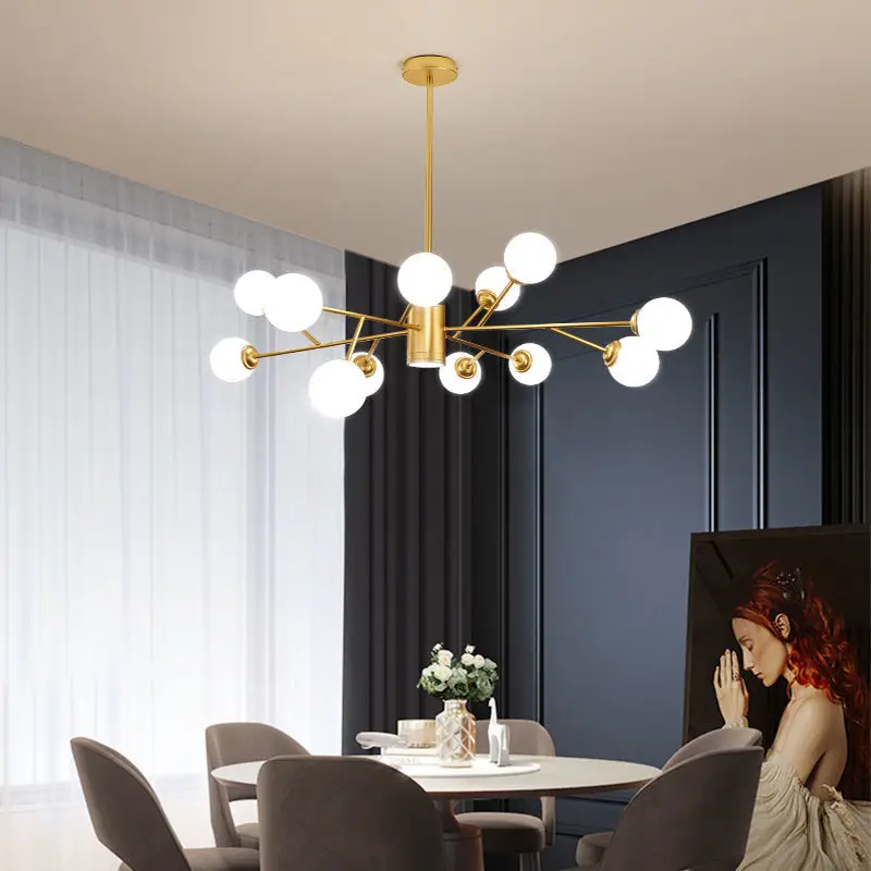 Nordic Tree Branch Led Ceiling Chandelier Glass Ball Lampshade Black Gold Bedroom Living Room Pendant Lights Lusters Fixture