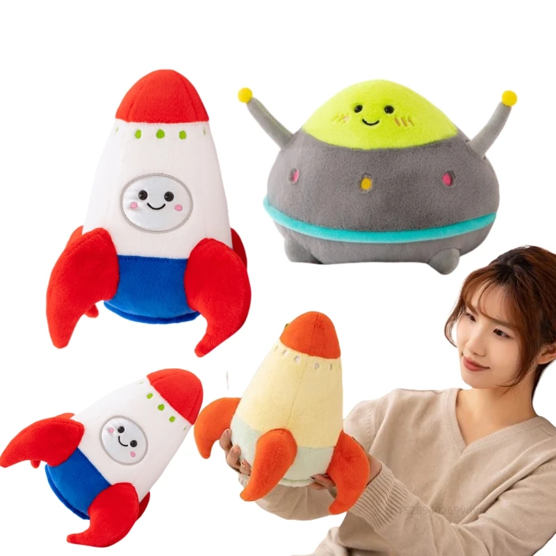 New Sale 18/27cm Plush Rocket Toy Stuffed Spaceship Throw Pillow Soft Decor Birthday Gift Space Discovery Educational For Kids