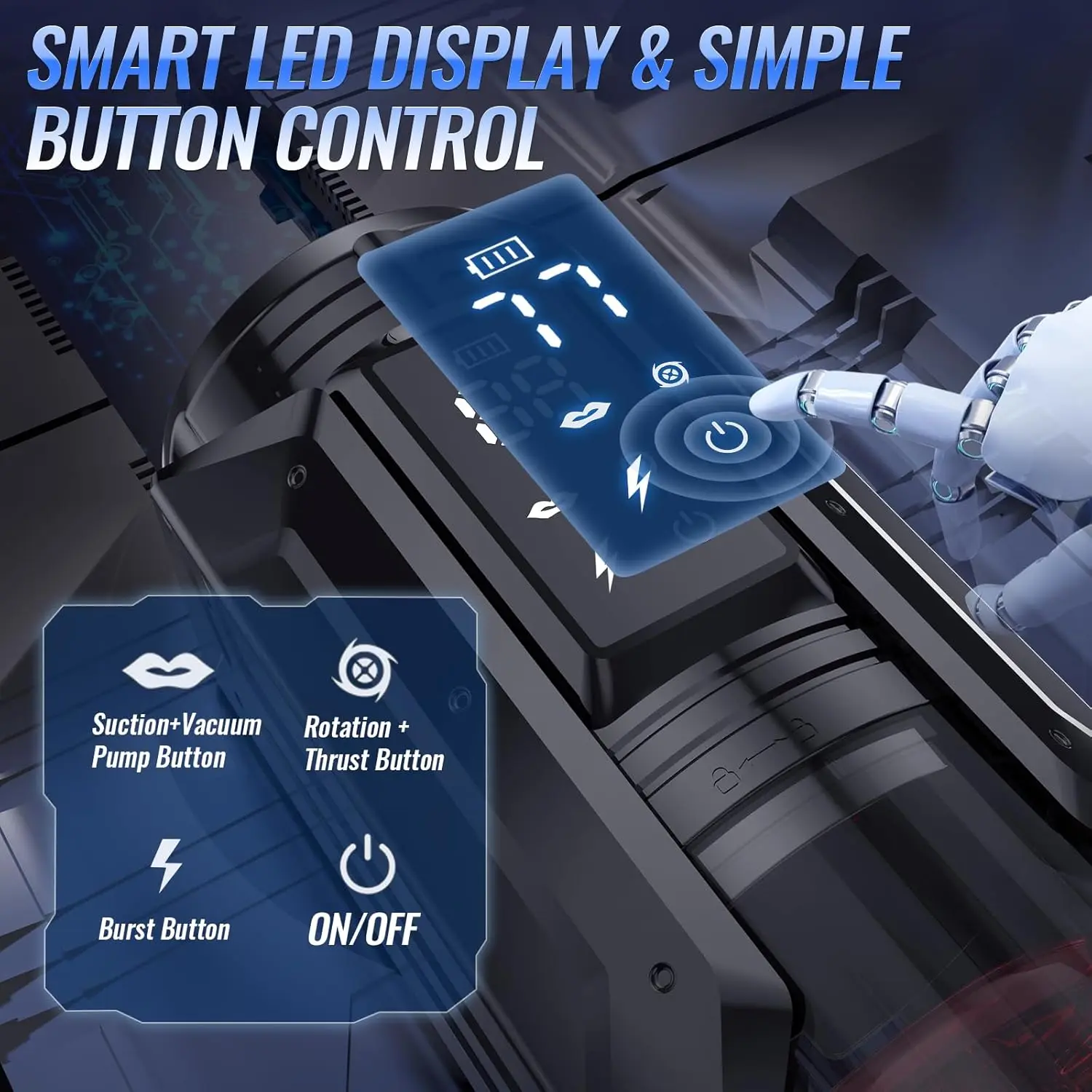 HeartCaptor Electric Male Masturbator Cup with 7 Modes LED Display Rechargeable Silicone Stroker - Details 14