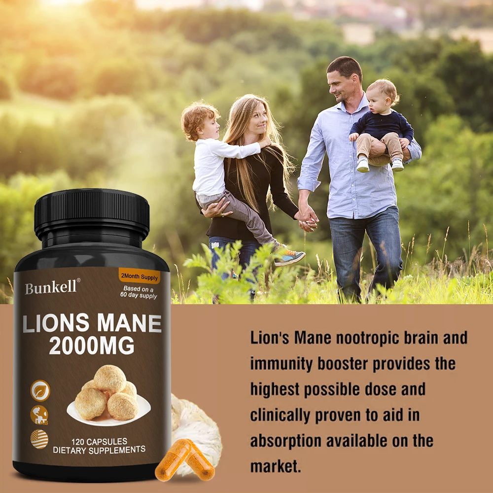 Lion's Mane Extract 2000 mg-Gut Health and Digestive Function, Focus and Cognitive Function, Immune Support