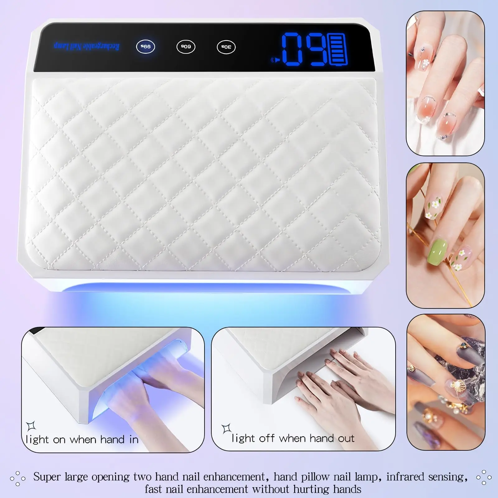 69 LEDs UV Nail Lamp Rechargeable Cordless Nail Dryer with 178W Professional UV Light Cabin for Nails Manicure Lamp Nail Art 5