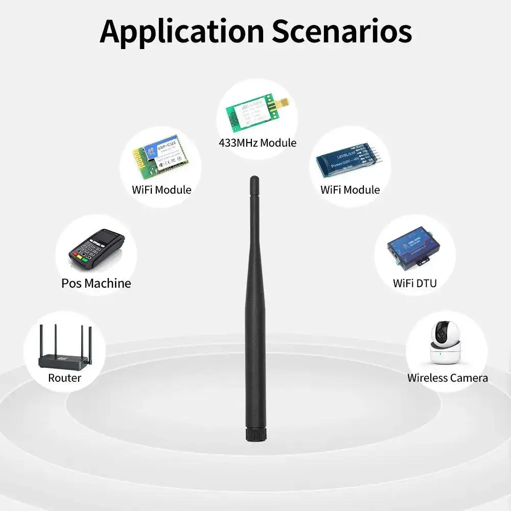 2.4GHz / 5.8GHz 전방향 고무덕 안테나, 접이식, 6dBi 고이득, SMA 남성/여성 커넥터, 라우터 및 감시 장치용