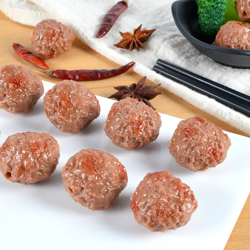 Food Model Kitchen Food Toys Fake Food Prank Toys 5Pcs PVC Simulation Beef Ball Realistic Artificial Meatball Model BBQ Fake Food Hot Pot Restaurant Props Yummy Dishes Ornaments