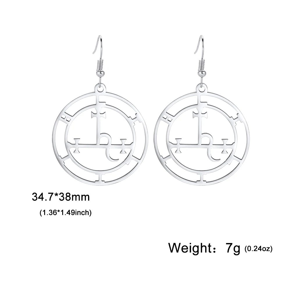 Dawapara Sigil of Lilith Earrings - Mythical Wiccan Amulet in Stainless Steel Jewelry