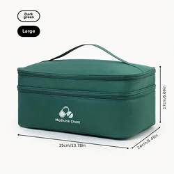 Large Capacity Portable Medicine Storage Bag - Durable Nylon Zippered Pill Case for Home and Travel Organization (Green)