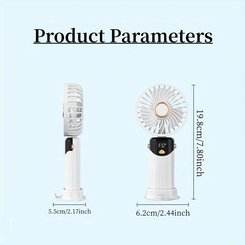 Handheld Folding or String Neck-hanging Small Fan USB Charging Small Fan Handheld Portable Fan Displaying Battery Capacity 3 Sfd4f437ddde347a0b904026710521ffbh