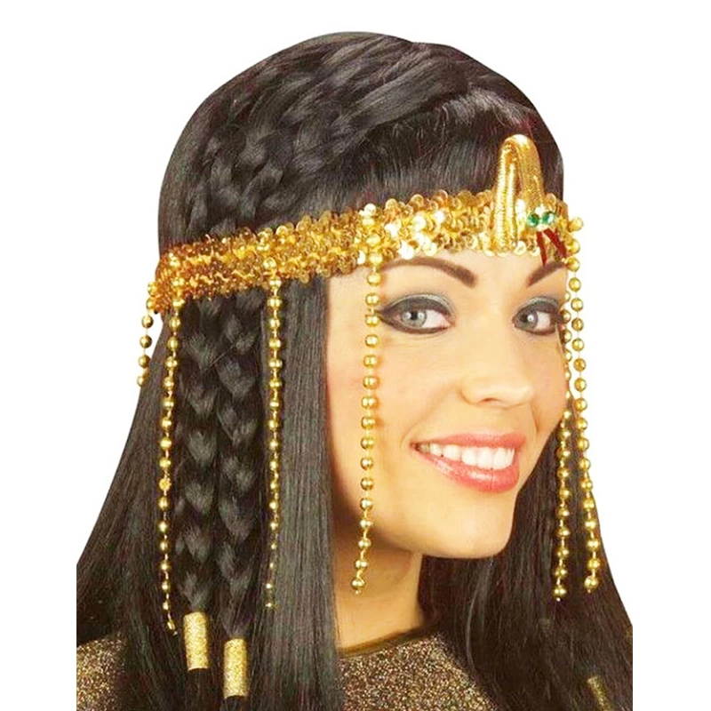 Tocado de serpiente de la reina egipcia, diadema de disfraz de Cleopatra con lentejuelas, borla, accesorios para el cabello, danza del vientre, accesorios para fiestas de Halloween