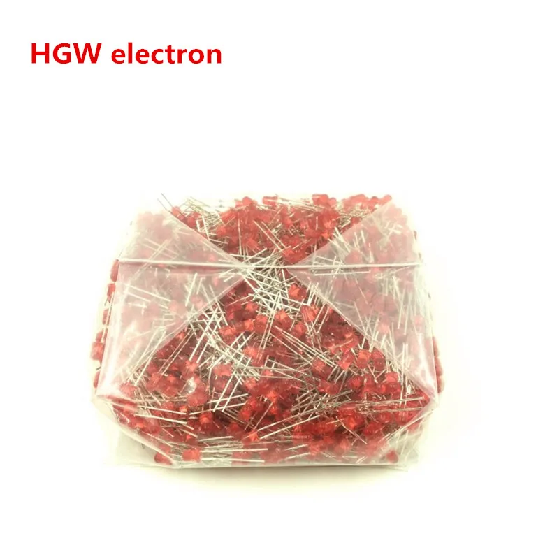 

1000PCS 3MM Red Red Glow Diode Red Highlight LED Light Beads 17mm Short Feet LED F3 Red Hair Red Directly plug in DIP2