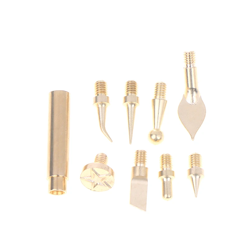 9Pcs/Set Heat Insert Nut Iron Tip Hot Melt Heat Set Insert Tool Soldering Iron Tip 3D Printing Brass Thread Embed Welding Kit