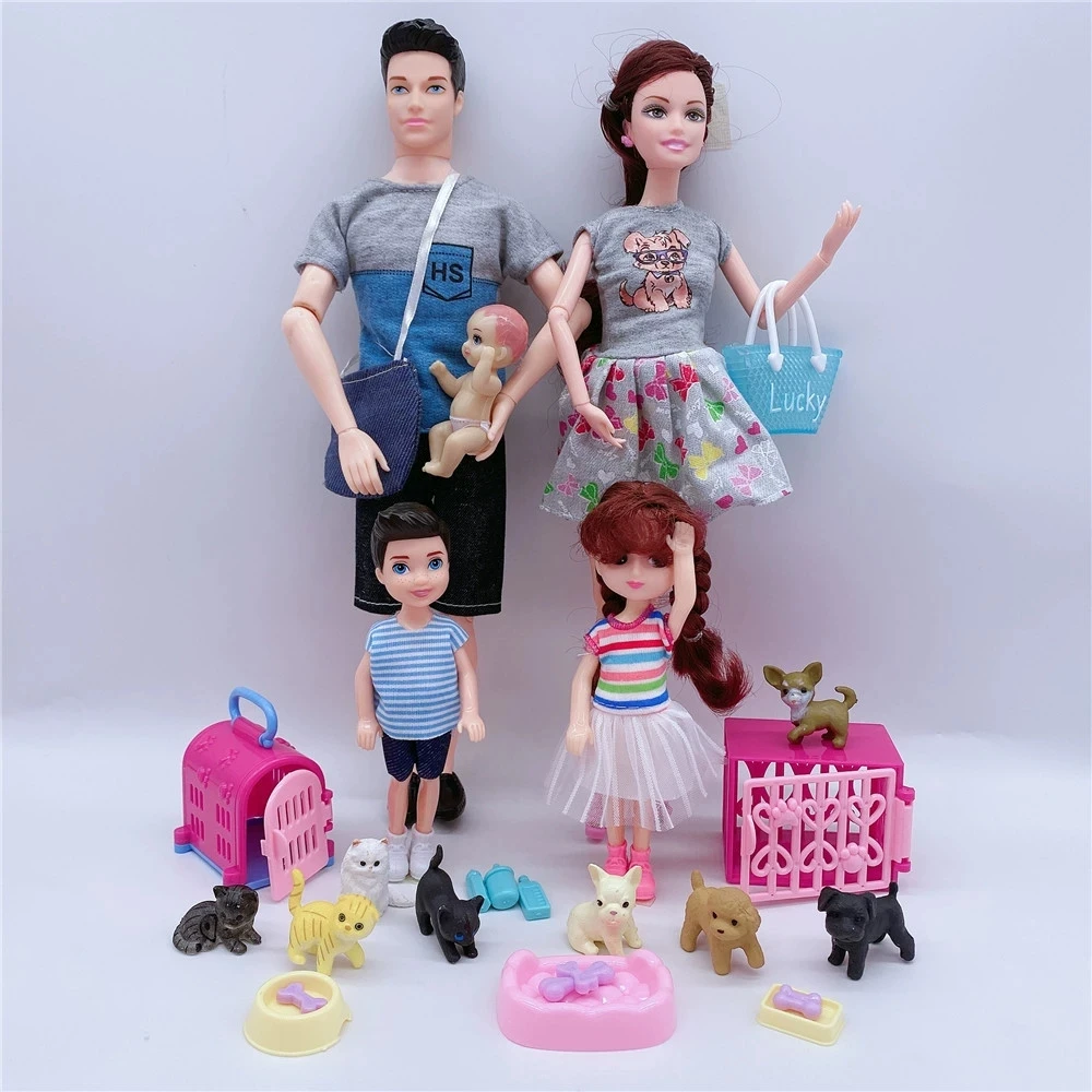 Cute DollHouse Family Doll set Stroller Accessories For