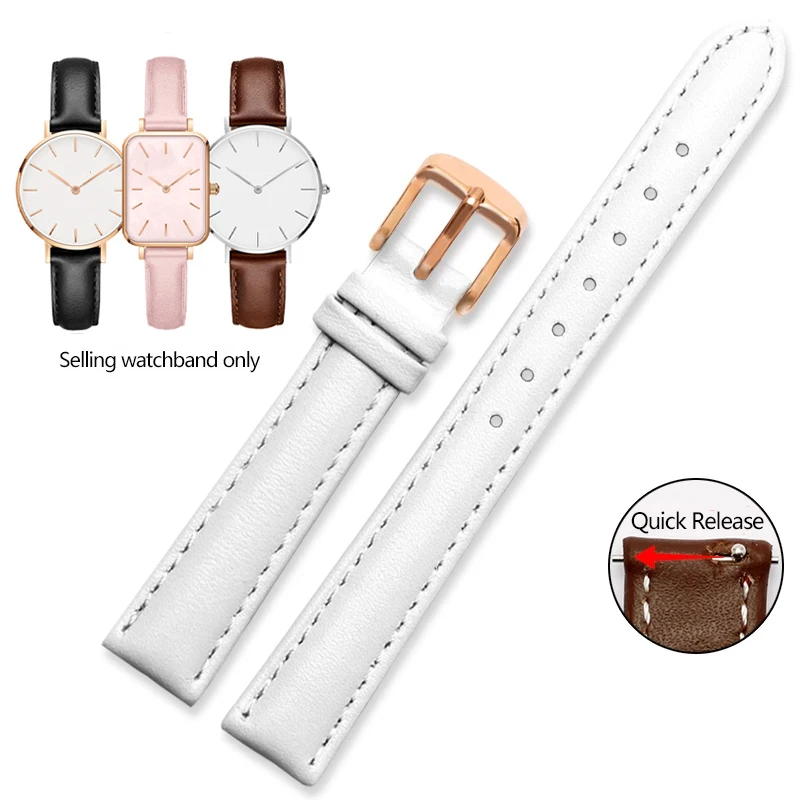 Elegant Quick Release Leather Watch Strap – Soft Cowhide Bracelet