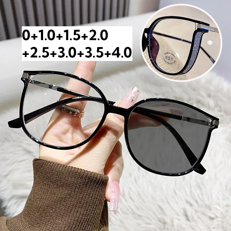 

Men Women Outdoor Photochromic Glasses Unisex Oversized Far Sight Reading Glasses Luxury Design Cat Eye Presbyopia Eyewear 0+4.0