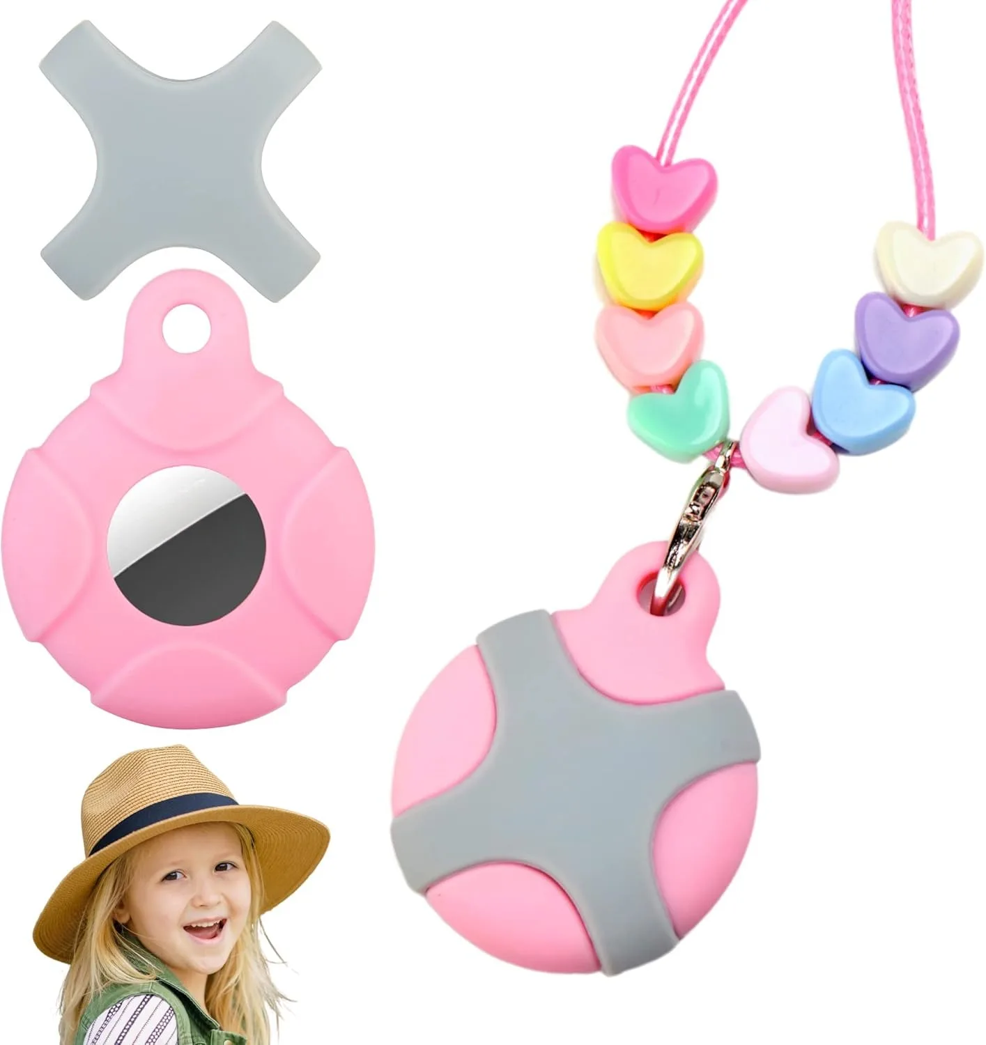 Children's AirTag Necklace with Secure Keychain Holder - Hidden GPS Tracker