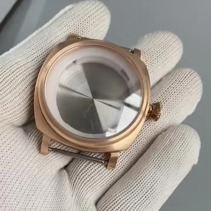 Nuss 36 Mm 39 MM CUSN8 Massiv Bronze Saphirglas Uhrengehäuse Schwarz PVD Passform Saphirglas Gehäuse