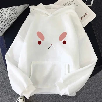 Kawaii Hoodies Anime Bee and Puppycat Unhappy Face Cute Graphic Print Hooded Pullover Women Aesthetic Sweatshirt Unisex Hoodie