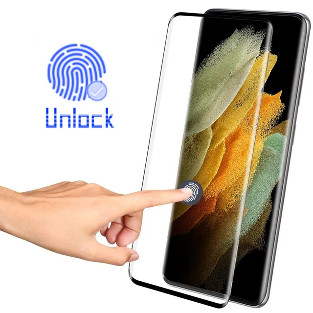 Vidrio templado con pegamento completo y agujero para huella dactilar, para  Samsung Galaxy S8, S9, S10, S20, S21, S22, S23 Plus, Note 9, 10, 20 Ultra,  5 unidades - AliExpress