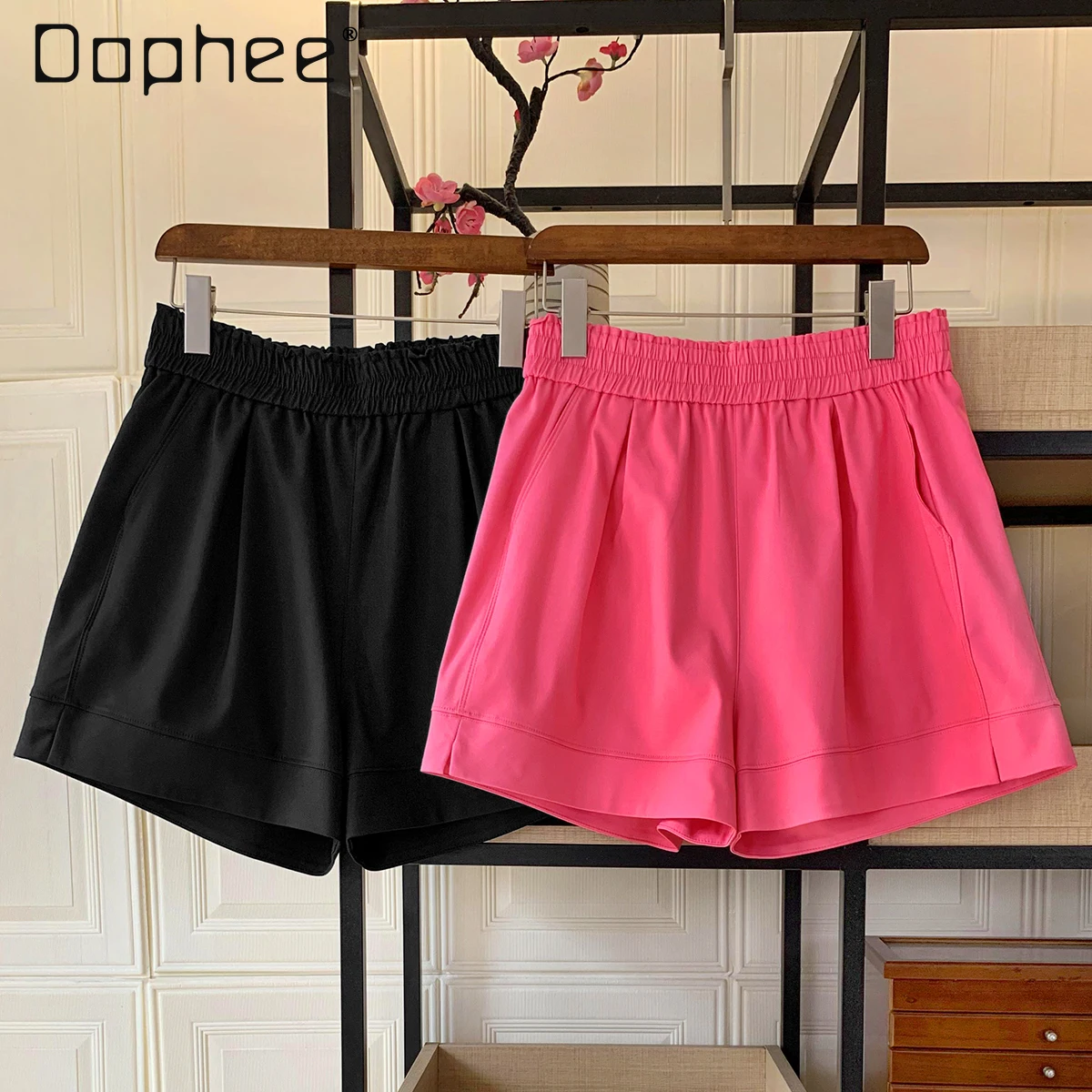 shorts-esportivos-simples-de-elastico-na-cintura-feminino-calcas-curtas-com-fenda-lateral-pequena-tipo-a-rosa-vermelha-moda-estilo-coreano-5-cores-novo