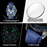 POEDAGAR Original mode hommes horloge lumineux étanche chronographe Date homme montre-bracelet en cuir Quartz Sport hommes montres Reloj 4