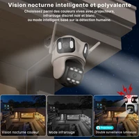 Caméra PTZ WONSDAR à trois objectifs, surveillance WiFi, caméra de sécurité extérieure, détection de mouvement, audio bidirectionnel, moniteur iCsee 5