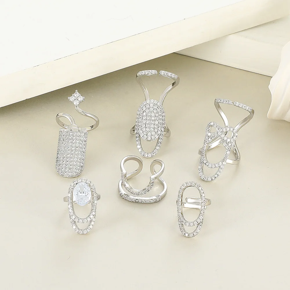 Copper Inlaid Zircon Gold Color Finger Ring for Women