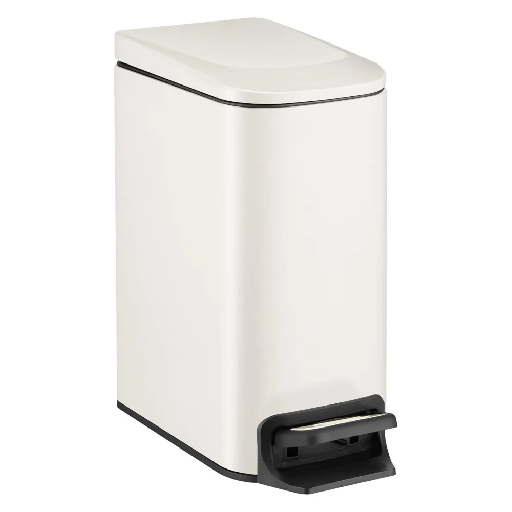 

Ultra-thin bin with lid soft close stainless steel tape removable inner bucket suitable for bedroom office cream color