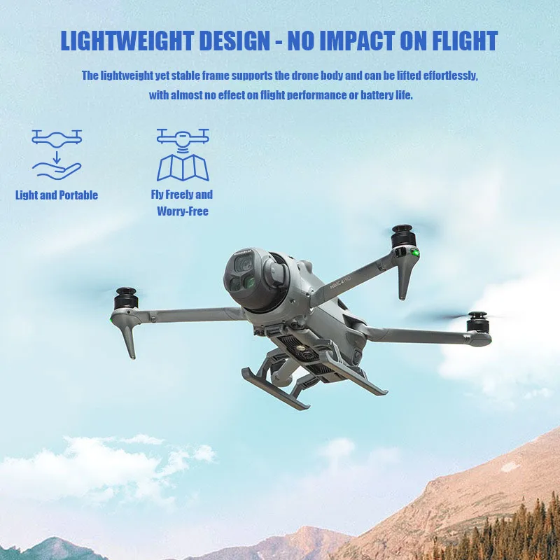 Installation des pieds d'atterrissage sur DJI Mavic 4 Pro, protection renforcée pour le drone.