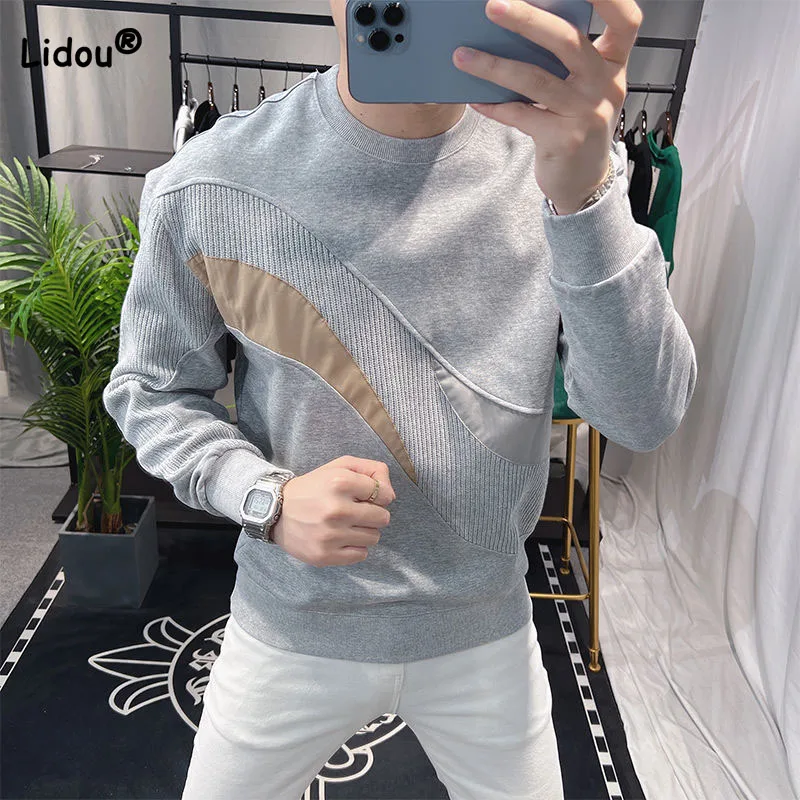 Round Neck Patchwork Pullover Sweater