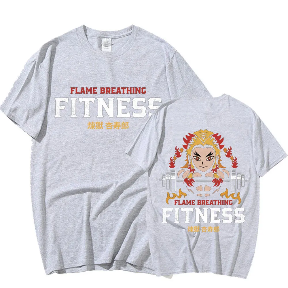 Anime Demon Slayer T Shirt Kimetsu No Yaiba T-Shirt Rengoku Kyoujurou Flame  Breathing Fitness Oversized T-shirts Men Streetwear