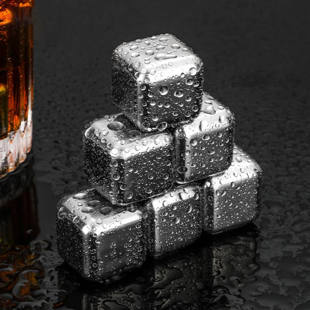 Description Picture 2 of itemKLP Stainless steel ice cubes, reusable whiskey rocks for cooling drinks, wine, beer and other beverages