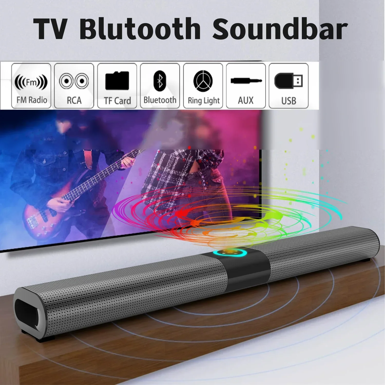 

BS-20 HIFI TV/PC Soundbar Outdoor Portable Bocinas Bluetooth Speaker Wireless Home Theater Wall Mounted Caixa De Som FM with RGB