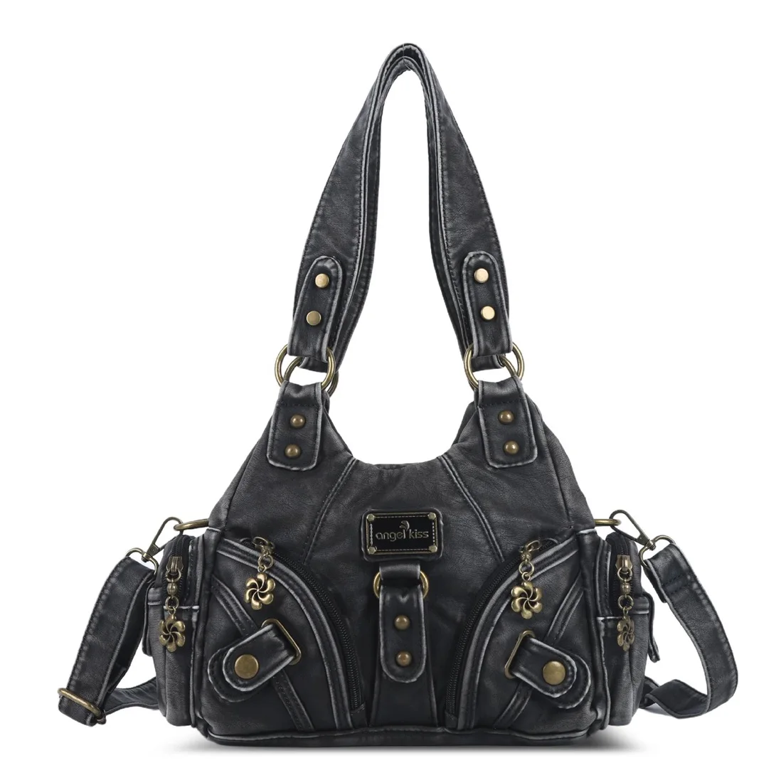 Angelkiss Women Handbags Soft Tote Bag Small Top-handle Fashion Satchel Multi-Pockets Crossbody Shoulder Bag Hobos Phone Pack 2