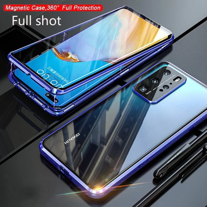 360° Metal Magnetic Double-Sided Glass Case with Lens Protection Cover