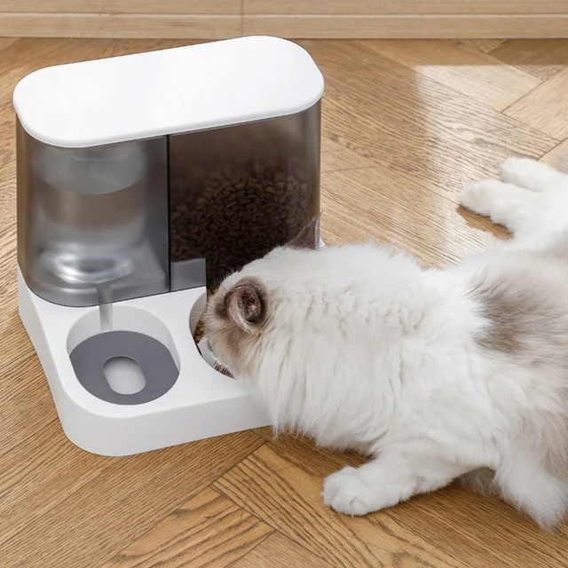 Pet Feeder 2-in-1 Pet Feeding Bowl Dog Cat Automatic Water Dispenser with Removable Stainless Steel Bowls Pet Supplies 2