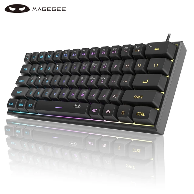 MageGee Mini 60% Gaming Keyboard, RGB Backlit 61 Key Ultra-Compact Keyboard, TS91 Ergonomic Waterproof Mechanical Feeling Office 1