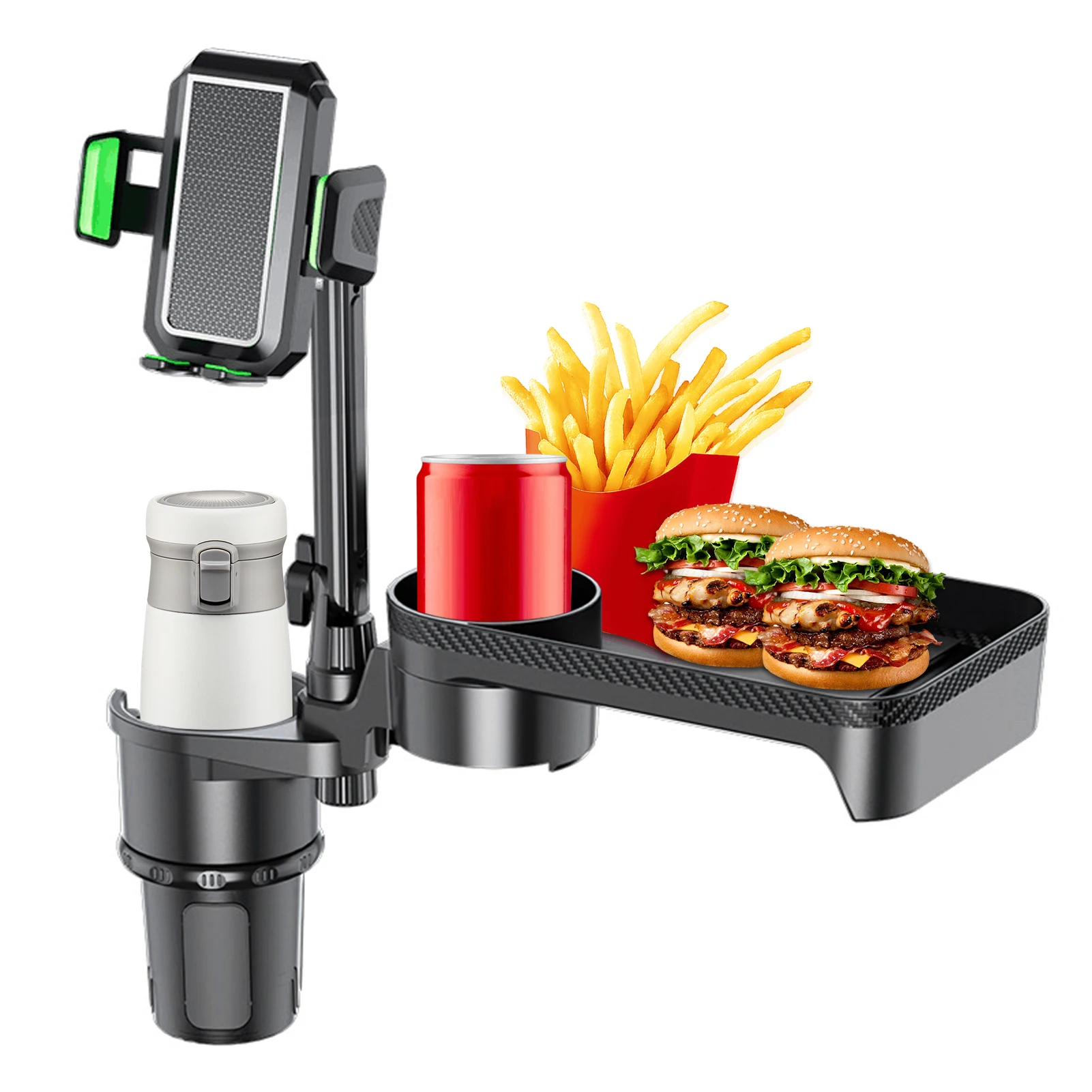 S/L Size Car Cup Holder Multifunctional Cup Holder Expander with 360° Rotation Tray Mobile Phone Holder Adjustable Base Holder