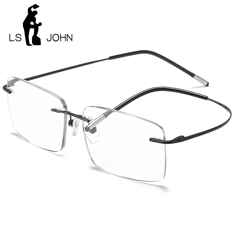 Rimless Reading Glasses Men Titanium Alloy Multifocal Anti Blue Ray Prescription Eyeglasses
