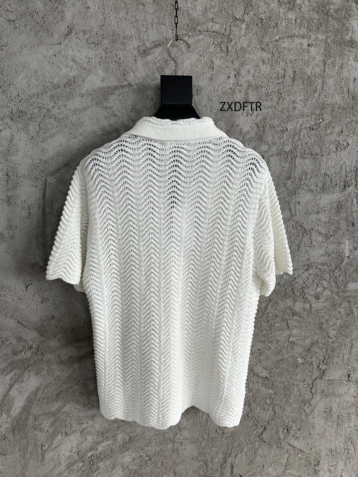 

ZXDFTR 2023SS Summer Men Wave Knitted Sweater Shirt