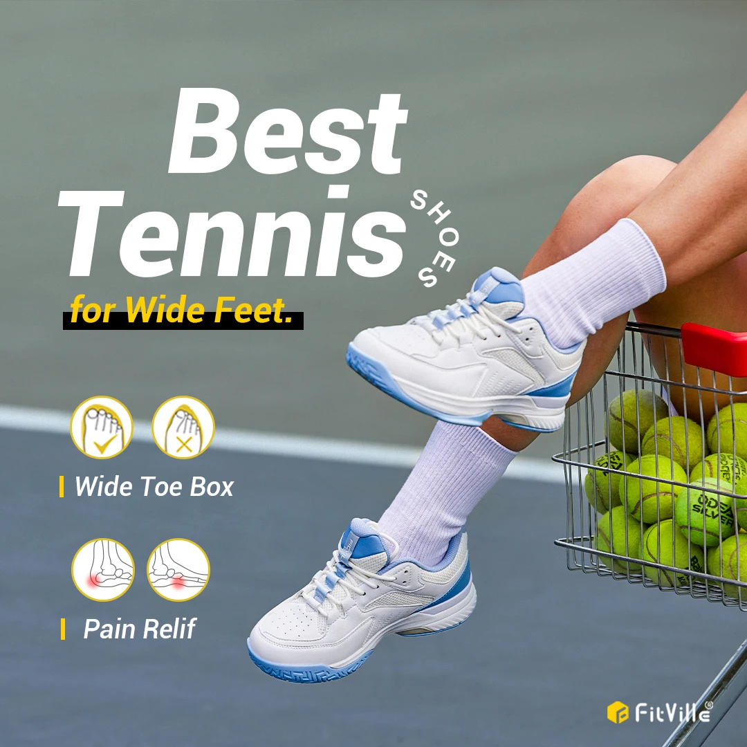 Women Sports Shoes Fitville Women's Tennis Shoes Widened Non-Slip Stable Breathable For Swollen Feet Relieve Foot Pain