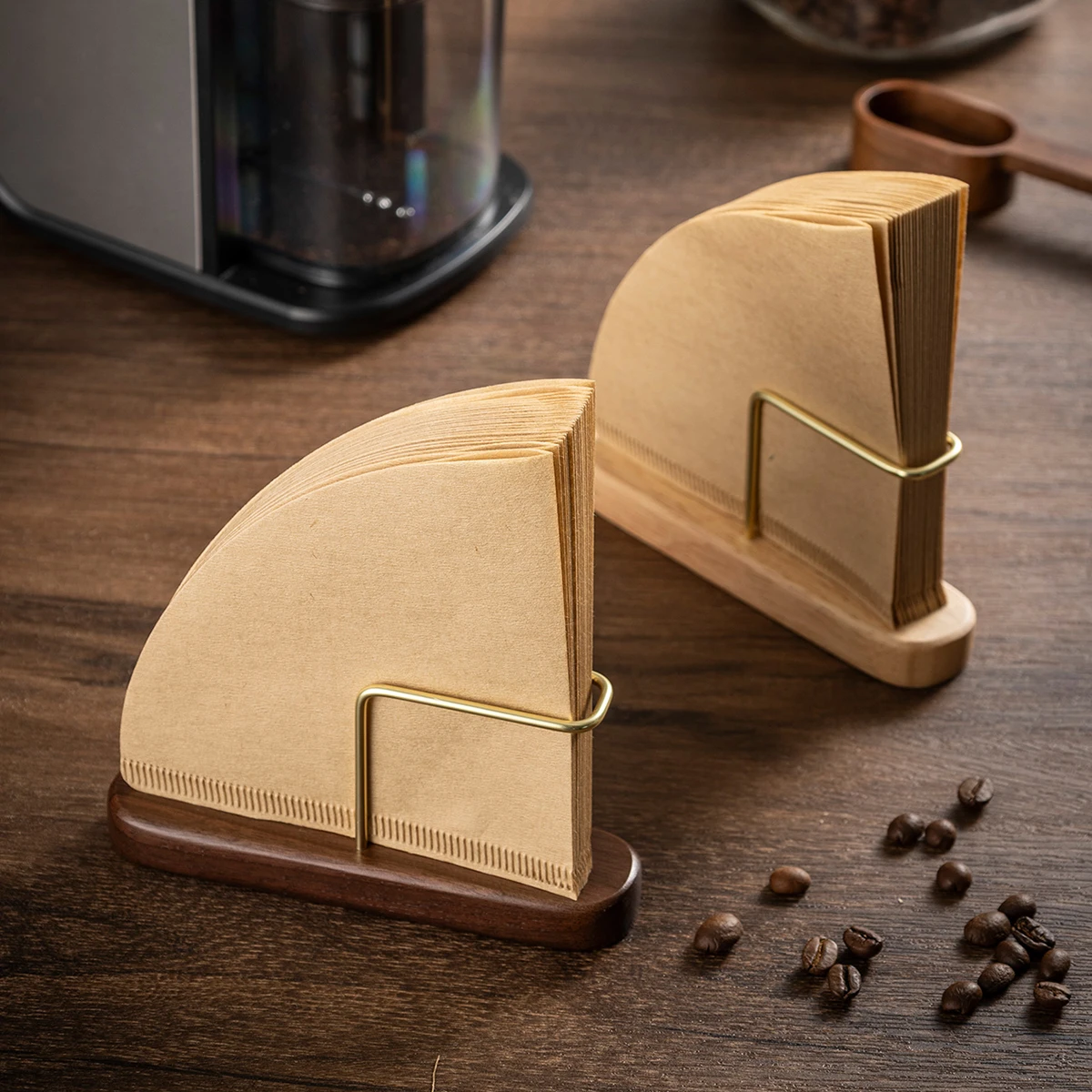 Solid wood coffee filter paper holder image 1