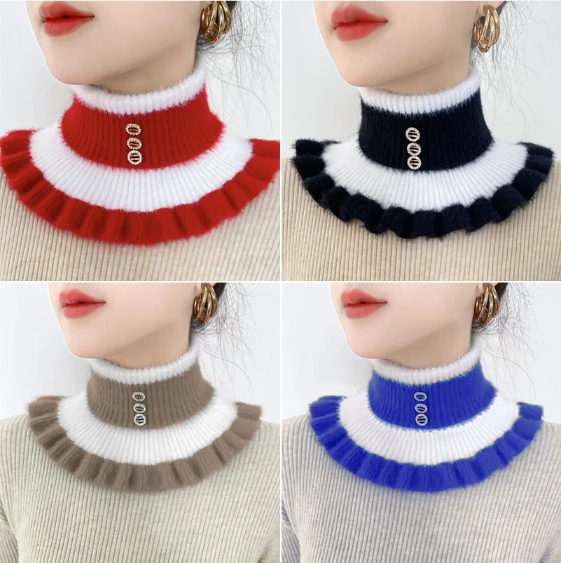 

Новый мягкий женский теплый шейный платок для девочек удобный съемный воротник открытый ветрозащитный шейный платок