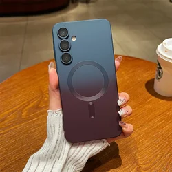 Magnetic Gradient Silicone Soft Phone Case - Samsung A06 4G (Blue and Wine Red)