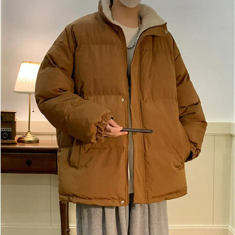 

Men's Winter Fleece Coat Warm Parkas Loose Solid Chic Thicked Zipper Plush Jacket Male Streetwear Hip Hop Coat Woman Parkas 5XL